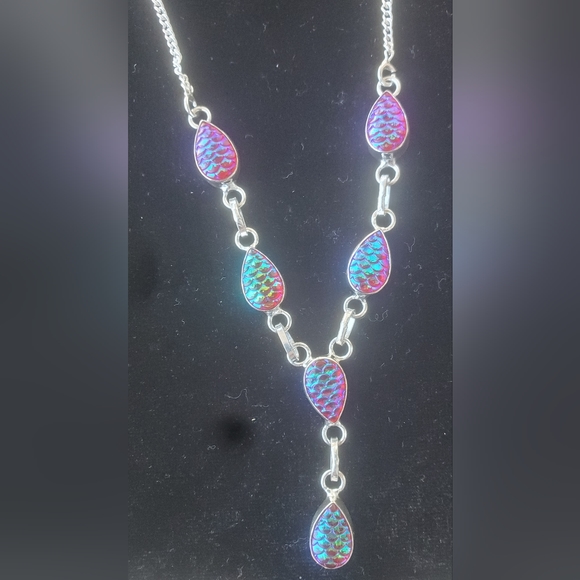 New Rainbow Titanium Magical Fantasy Scale 925 Silver Necklace. - Picture 5 of 13